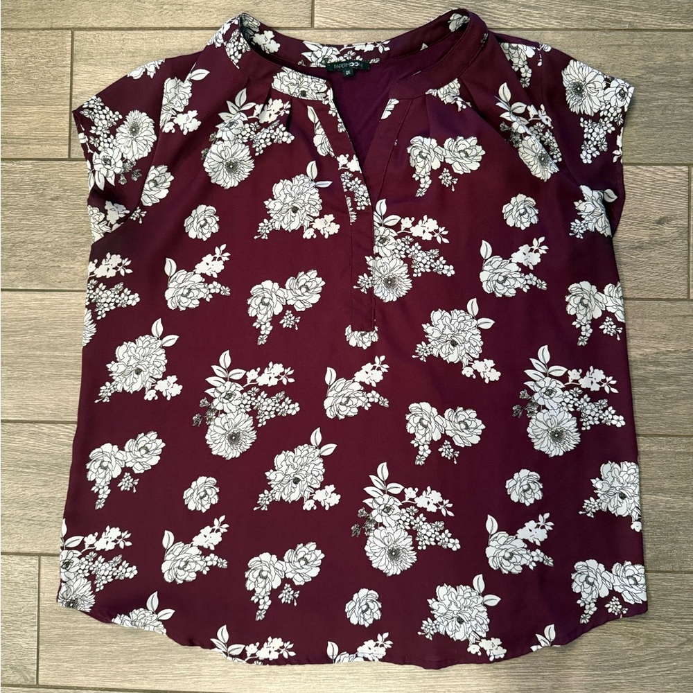 Papermoon Mixed Material Cap Sleeve Blouse with Mandarin Collar